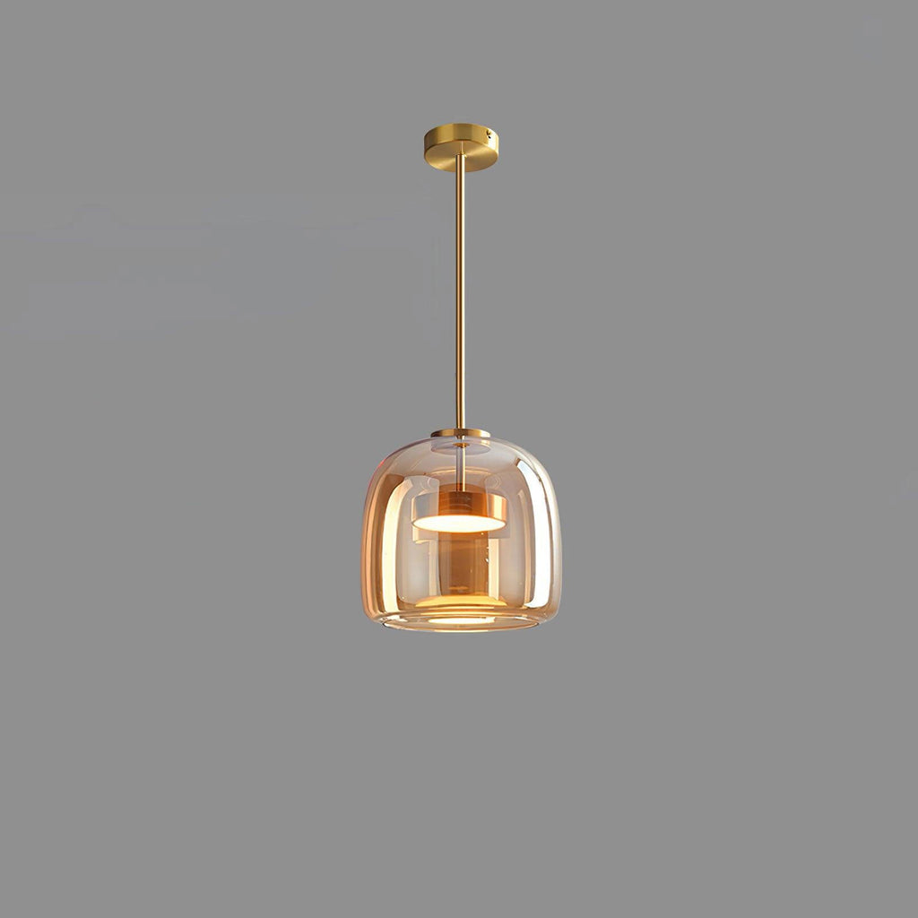 Round glass dome pendant light with warm integrated LED glow