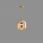Round glass dome pendant light with warm integrated LED glow