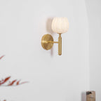 Mian wall lamp black finish alabaster flowers mounted on wall