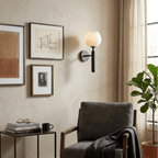 Mian wall lamp brass arm with botanical alabaster shade detail