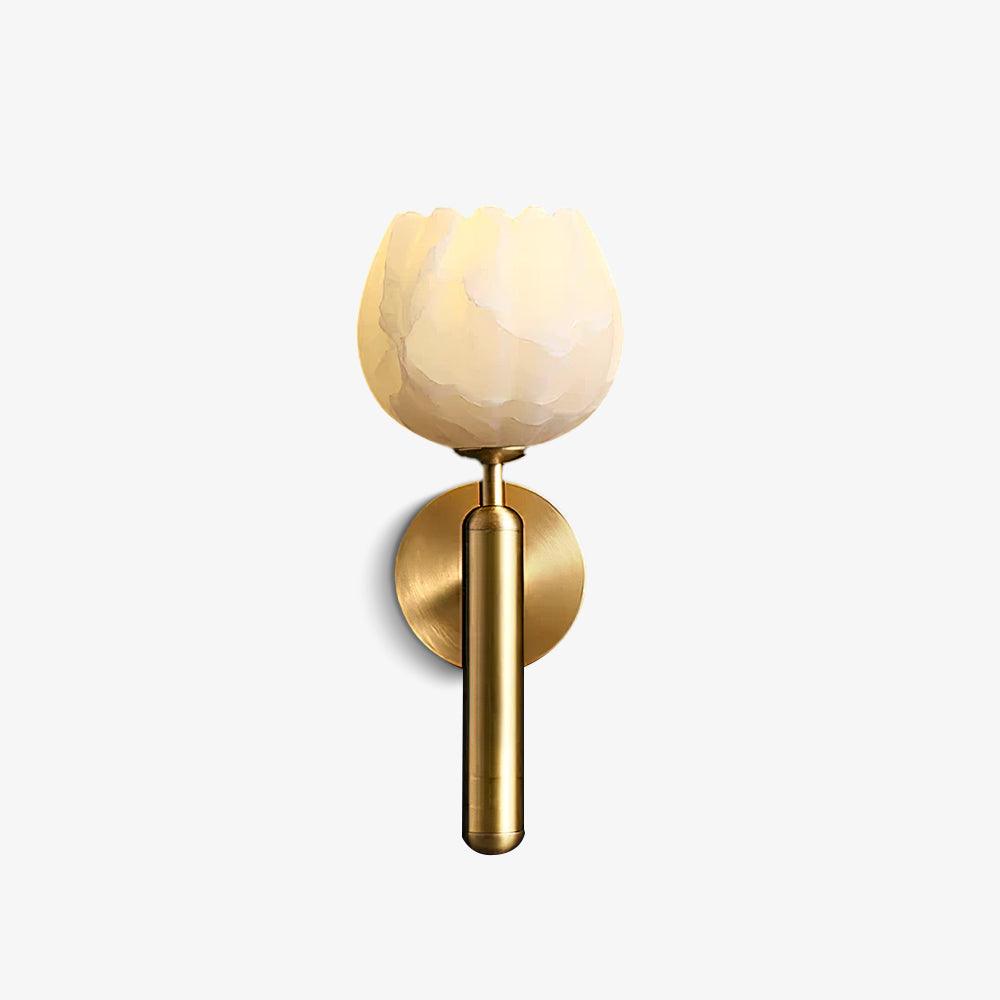 Mian wall lamp brass finish with botanical alabaster shade