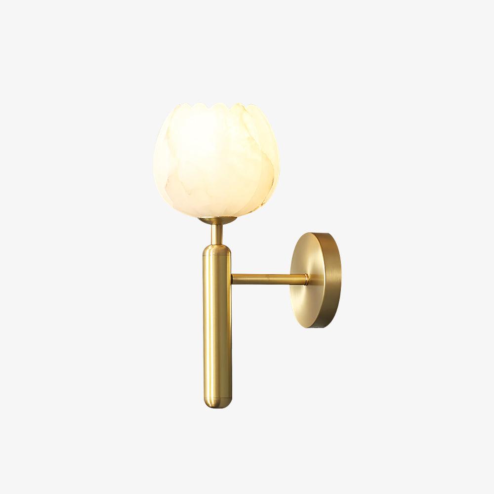Mian wall lamp alabaster flowers glowing in a serene setting