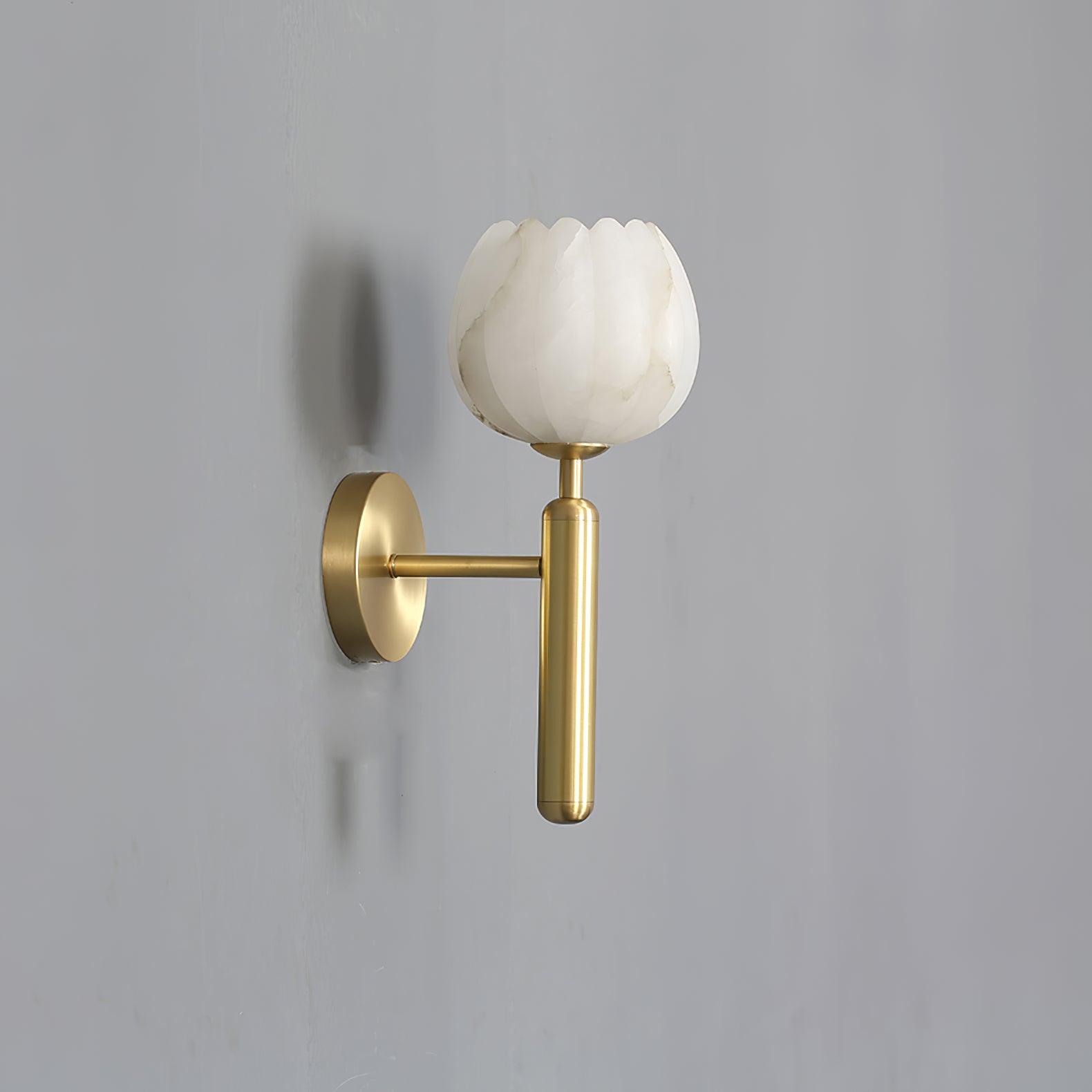 Mian wall lamp brass finish with botanical flower shade angle