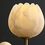 Mian wall lamp natural stone petals shown unlit on the wall