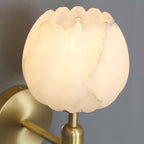 Mian wall lamp alabaster flowers detail beside a neutral wall
