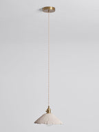 Microcement Pendant Light, Raw Cement Shade, Gold E14 Fitting, Braided Cord