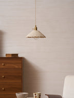 Microcement Pendant Light, Raw Cement Shade, Gold E14 Fitting, Braided Cord