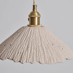 Microcement Pendant Light, Raw Cement Shade, Gold E14 Fitting, Braided Cord