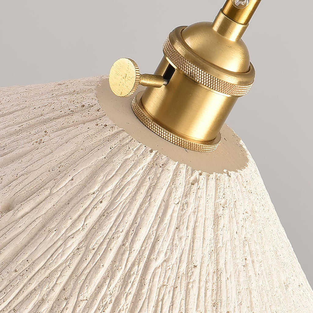 Cement grey pendant light with warm gold brass fitting