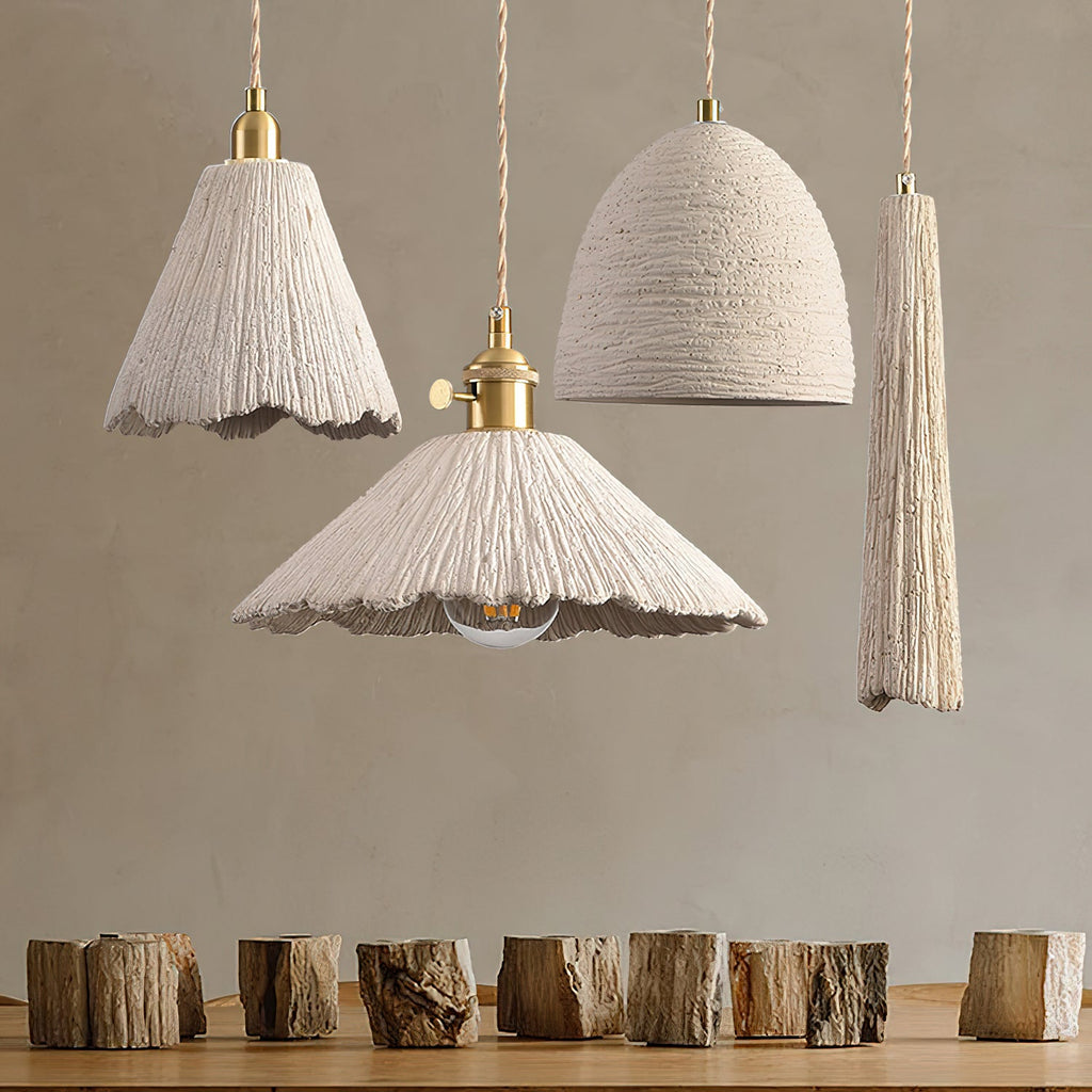 Microcement pendant light detail of the cement grey shade