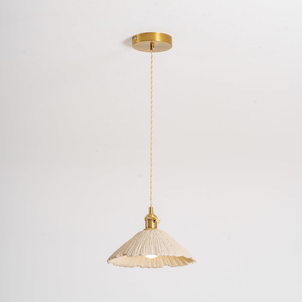 Microcement Pendant Light, Raw Cement Shade, Gold E14 Fitting, Braided Cord
