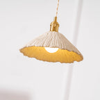 Microcement Pendant Light, Raw Cement Shade, Gold E14 Fitting, Braided Cord