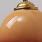 Ash Wood Wall Sconce, Caramel Glass Globe Shade, Mid-Century Style