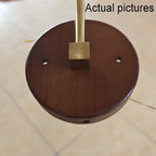 Ash Wood Wall Sconce, Caramel Glass Globe Shade, Mid-Century Style