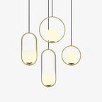White glass globe pendant light hanging in a styled room