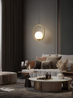 Mila Pendant Light, White Glass Globe, Brass, Black or Silver, E27
