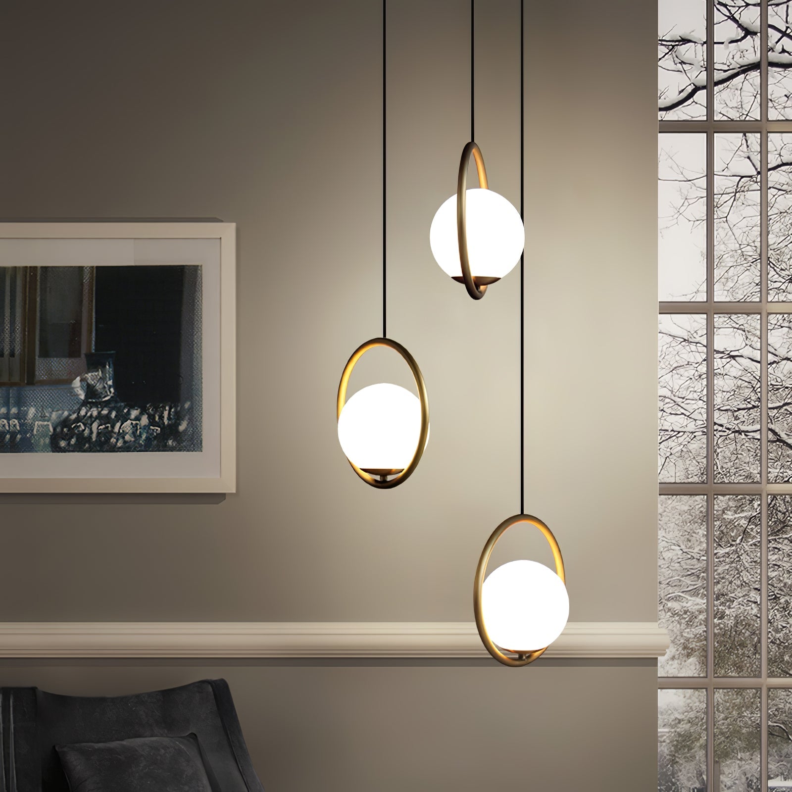 White glass pendant light with warm contemporary glow