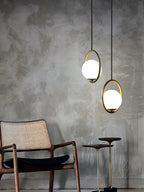 Mila Pendant Light, White Glass Globe, Brass, Black or Silver, E27