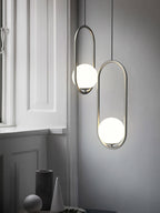 Mila Pendant Light, White Glass Globe, Brass, Black or Silver, E27