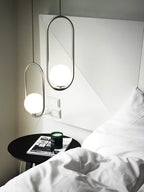 Mila Pendant Light, White Glass Globe, Brass, Black or Silver, E27