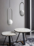Mila Pendant Light, White Glass Globe, Brass, Black or Silver, E27