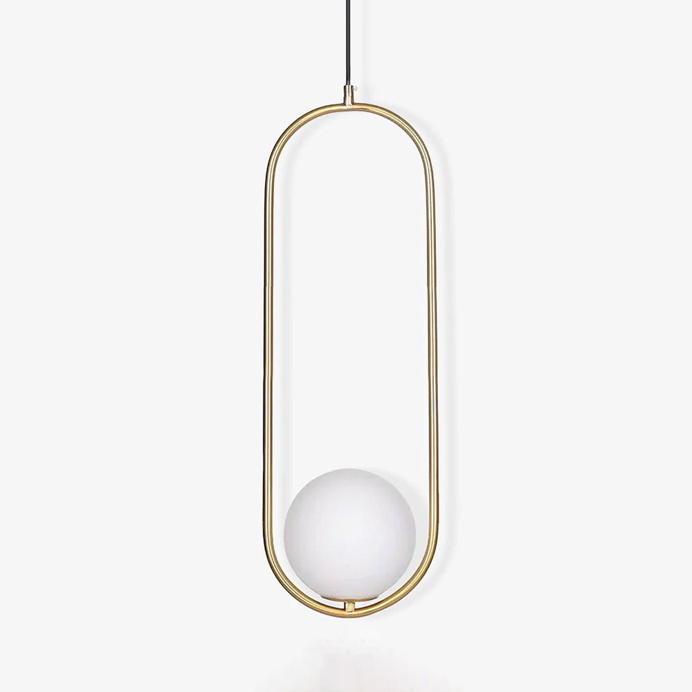 Glass globe pendant light suspended from a slim cord