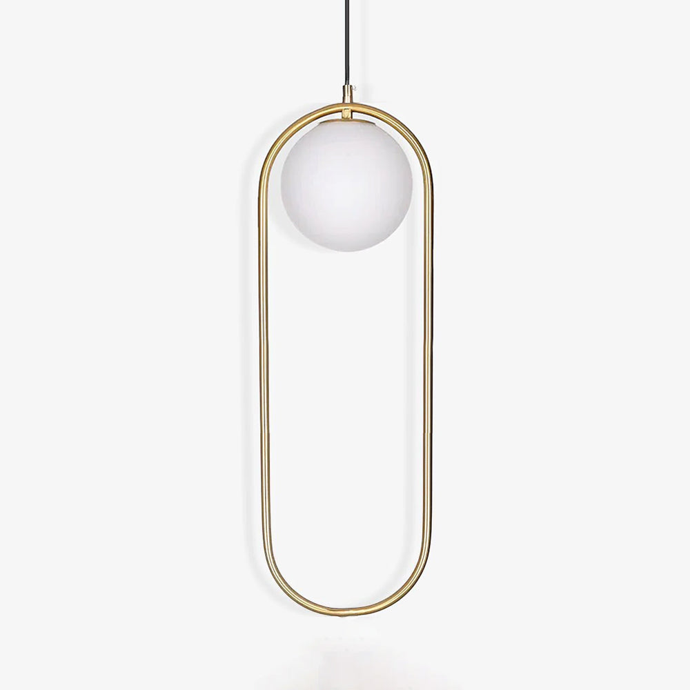 White glass globe pendant light against a plain wall