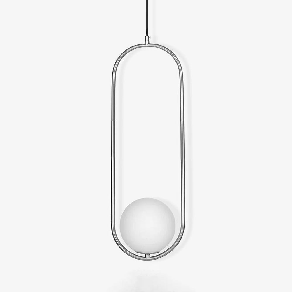 Brass and glass pendant light close detail of the globe