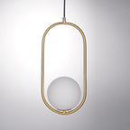 Mila Pendant Light, White Glass Globe, Brass, Black or Silver, E27
