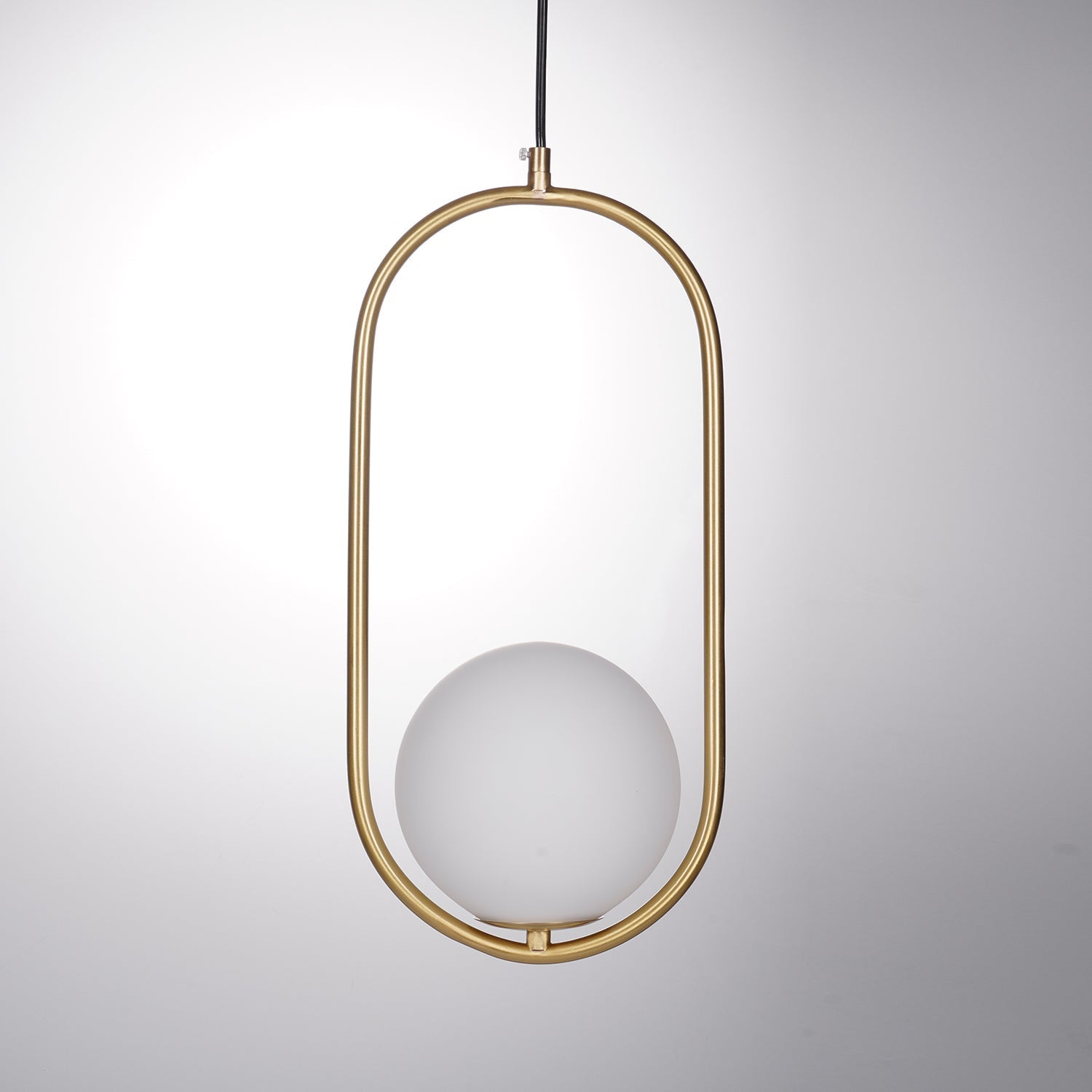 Mila Pendant Light, White Glass Globe, Brass, Black or Silver, E27