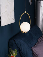 Mila Pendant Light, White Glass Globe, Brass, Black or Silver, E27