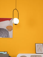 Mila Pendant Light, White Glass Globe, Brass, Black or Silver, E27