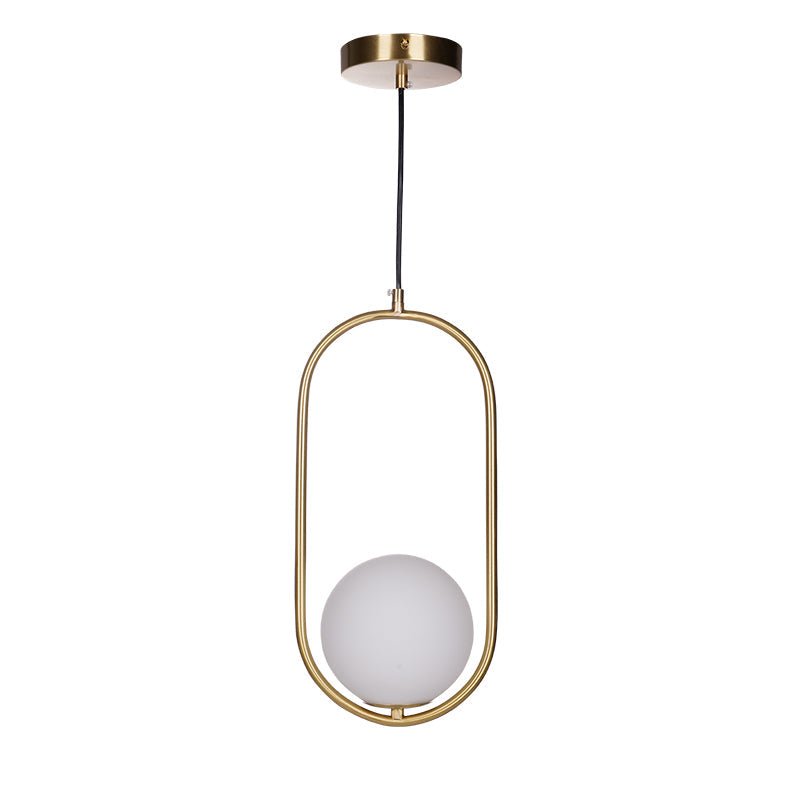 Mila Pendant Light, White Glass Globe, Brass, Black or Silver, E27