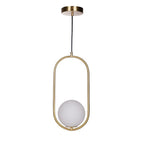 Mila Pendant Light, White Glass Globe, Brass, Black or Silver, E27