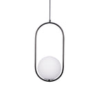 Mila Pendant Light, White Glass Globe, Brass, Black or Silver, E27