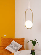Mila Pendant Light, White Glass Globe, Brass, Black or Silver, E27