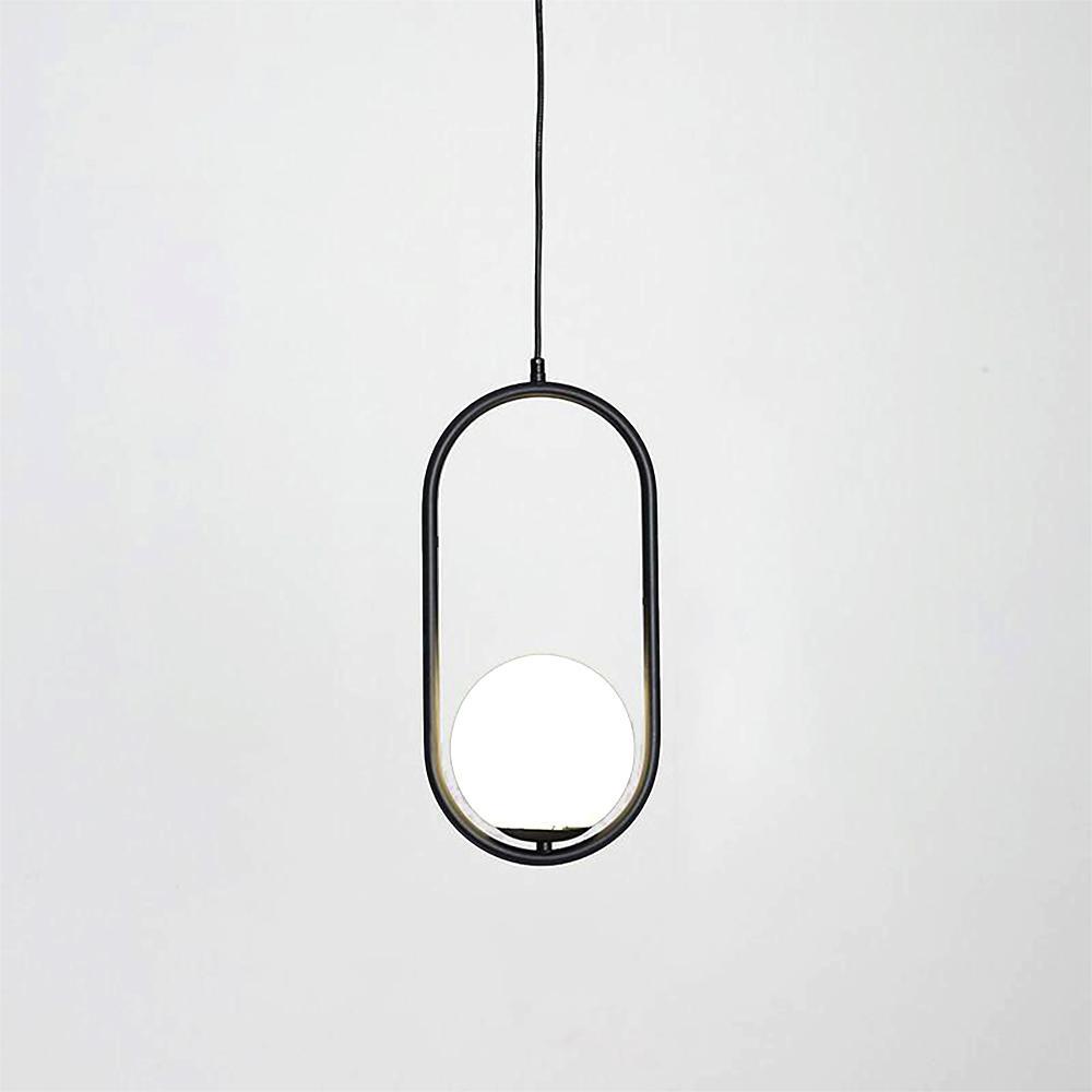 Mila Pendant Light, White Glass Globe, Brass, Black or Silver, E27