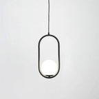 Mila Pendant Light, White Glass Globe, Brass, Black or Silver, E27