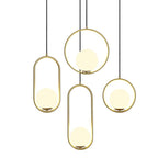 Mila Pendant Light, White Glass Globe, Brass, Black or Silver, E27
