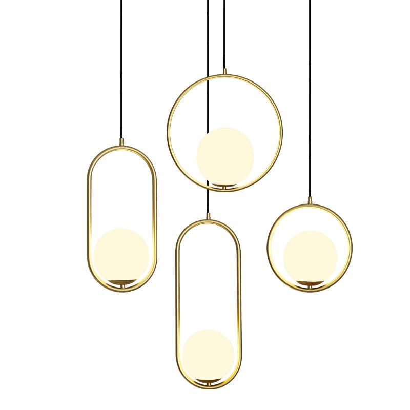 Mila Pendant Light, White Glass Globe, Brass, Black or Silver, E27