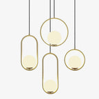 Mila Pendant Light, White Glass Globe, Brass, Black or Silver, E27