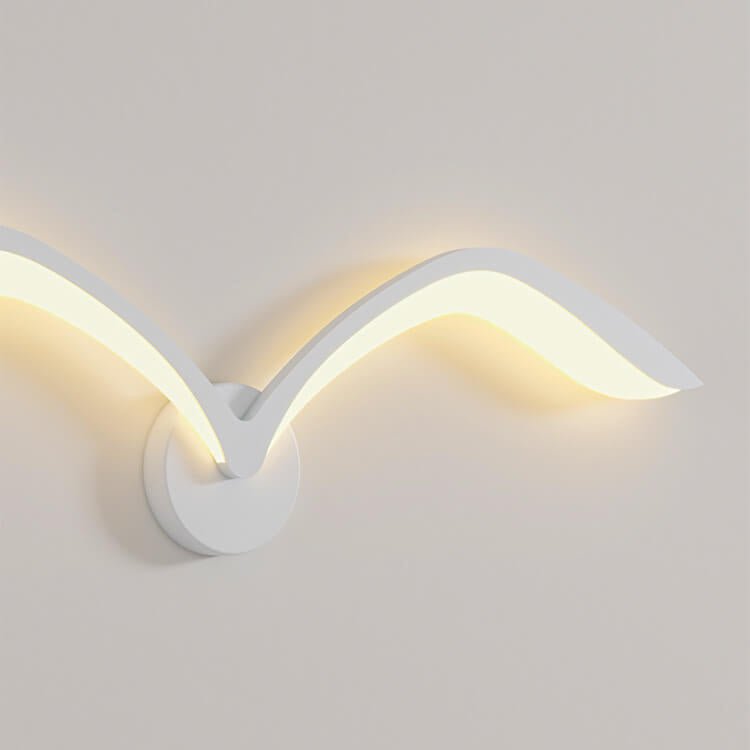 Applique murale en forme d’aile, fer et acrylique, lumière LED chaude