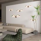 Applique murale en forme d’aile, fer et acrylique, lumière LED chaude