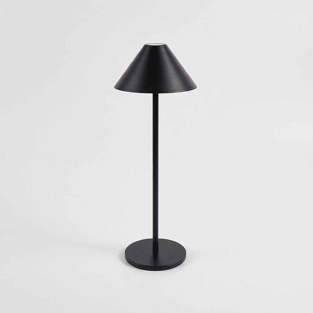Metalbaseret skrivebordslampe, genopladelig trefarvet LED, varm glød, 15 tommer høj