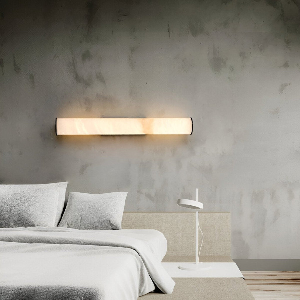 Copper Accent Wall Light, Warm LED Glow, Faux Spanish Marble Finish