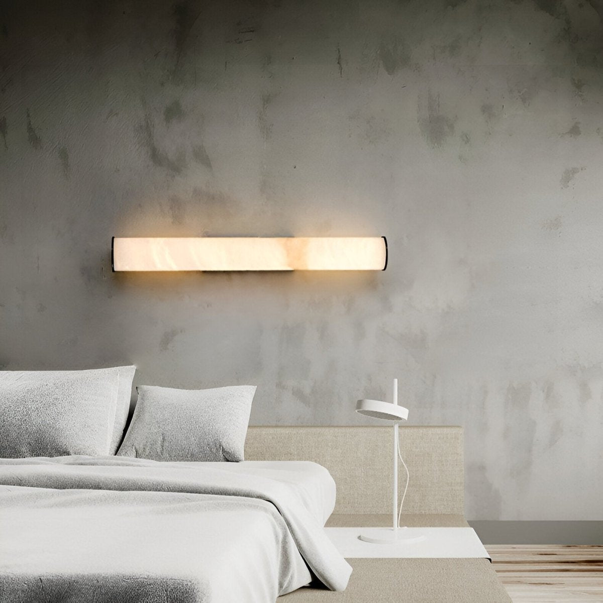 Copper Accent Wall Light, Warm LED Glow, Faux Spanish Marble Finish