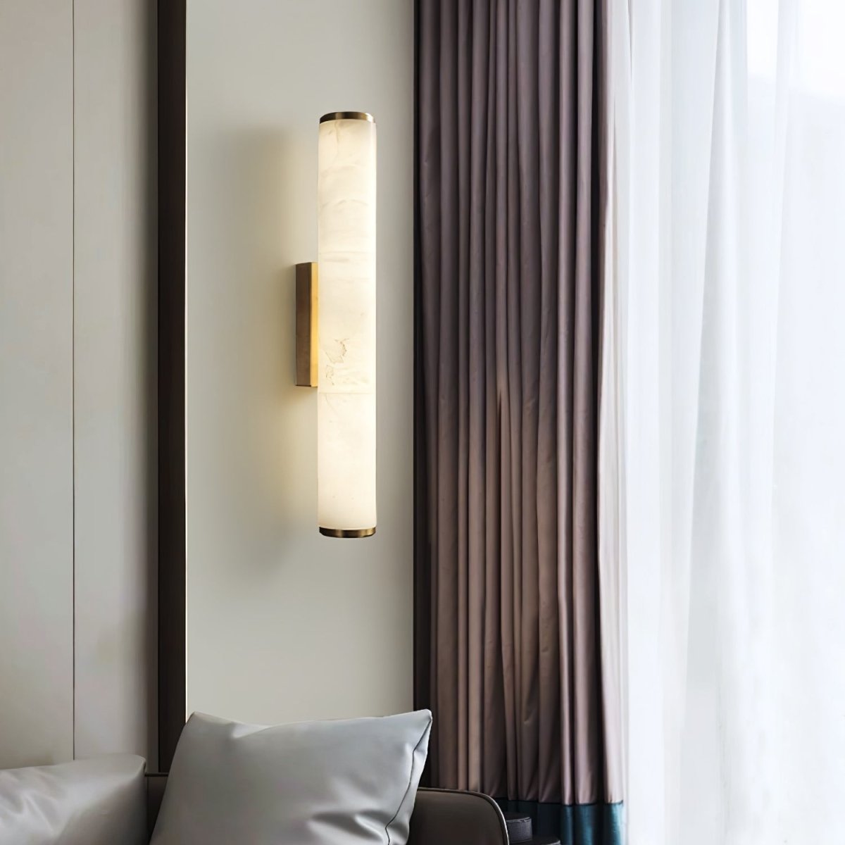 Copper Accent Wall Light, Warm LED Glow, Faux Spanish Marble Finish