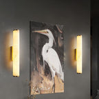 Copper Accent Wall Light, Warm LED Glow, Faux Spanish Marble Finish