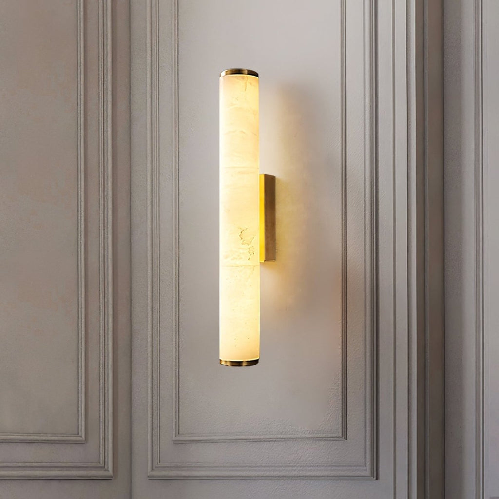 Copper Accent Wall Light, Warm LED Glow, Faux Spanish Marble Finish