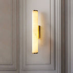 Copper Accent Wall Light, Warm LED Glow, Faux Spanish Marble Finish